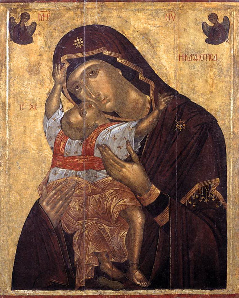 Icon painting of Mary with the baby Jesus