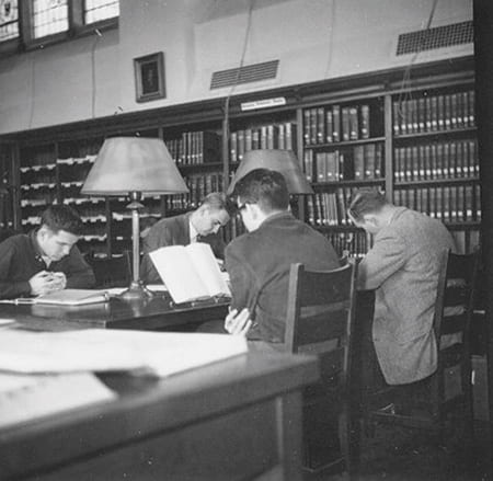 Historic photo of students in study room in AHTL