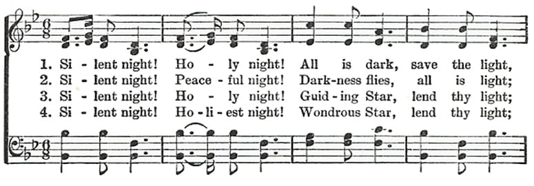 First line of music for the hymn Silent Night