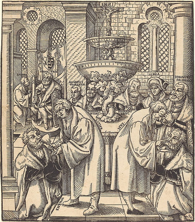 Woodcut of Communion ritual