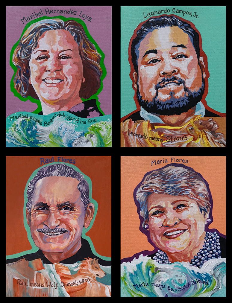 Portraits of Maribel Hernandez Loya, Leonardo Campos Jr., Raul  Flores, and Maria Flores
