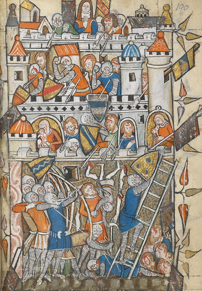 Illuminated manuscript drawing of the Siege of Jerusalem
