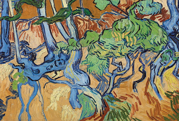 Detail of Van Gogh painting of tree roots