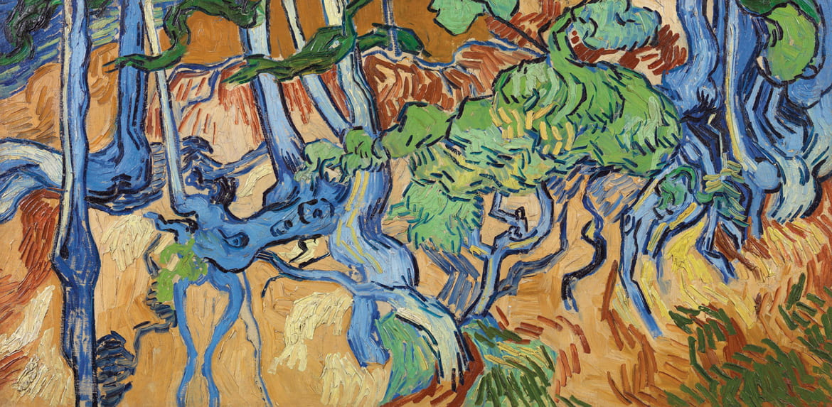 Detail of Van Gogh painting of tree roots